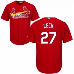 Mens Majestic St Louis Cardinals 27 Brett Cecil Replica Red Cool Base MLB Jersey 