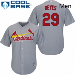 Mens Majestic St Louis Cardinals 29 lex Reyes Replica Grey Road Cool Base MLB Jersey 