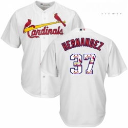 Mens Majestic St Louis Cardinals 37 Keith Hernandez Authentic White Team Logo Fashion Cool Base MLB Jersey