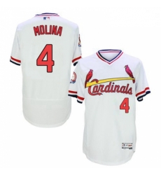 Mens Majestic St Louis Cardinals 4 Yadier Molina White Flexbase Authentic Collection Cooperstown MLB Jersey