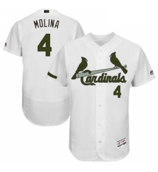 Mens Majestic St Louis Cardinals 4 Yadier Molina White Memorial Day Authentic Collection Flex Base MLB Jersey