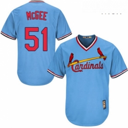 Mens Majestic St Louis Cardinals 51 Willie McGee Authentic Light Blue Cooperstown MLB Jersey