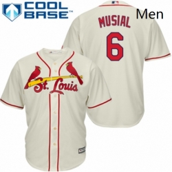 Mens Majestic St Louis Cardinals 6 Stan Musial Replica Cream Alternate Cool Base MLB Jersey