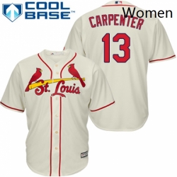 Womens Majestic St Louis Cardinals 13 Matt Carpenter Replica Cream Alternate MLB Jersey