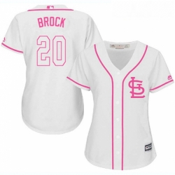 Womens Majestic St Louis Cardinals 20 Lou Brock Authentic White Fashion Cool Base MLB Jersey