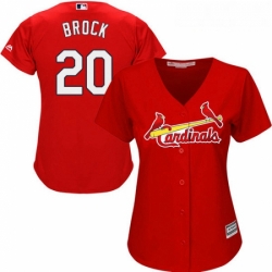 Womens Majestic St Louis Cardinals 20 Lou Brock Replica Red Alternate Cool Base MLB Jersey