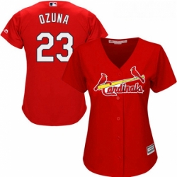 Womens Majestic St Louis Cardinals 23 Marcell Ozuna Authentic Red Alternate Cool Base MLB Jersey 