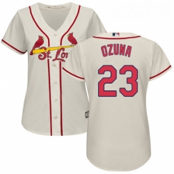 Womens Majestic St Louis Cardinals 23 Marcell Ozuna Replica Cream Alternate Cool Base MLB Jersey 