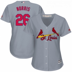 Womens Majestic St Louis Cardinals 26 Bud Norris Replica Grey Road Cool Base MLB Jersey 