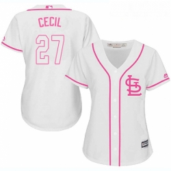 Womens Majestic St Louis Cardinals 27 Brett Cecil Authentic White Fashion Cool Base MLB Jersey 