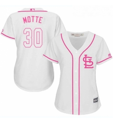 Womens Majestic St Louis Cardinals 30 Jason Motte Replica White Fashion Cool Base MLB Jersey 