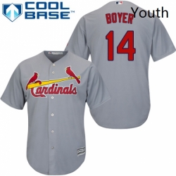 Youth Majestic St Louis Cardinals 14 Ken Boyer Replica Grey Road Cool Base MLB Jersey