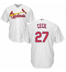 Youth Majestic St Louis Cardinals 27 Brett Cecil Replica White Home Cool Base MLB Jersey 