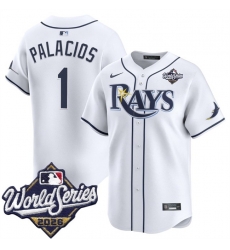 Men Tampa Bay Rays 1 Richie Palacios White 2026 World Series Home Limited Stitched Baseball Jersey Men Tampa Bay Rays 1 Richie Palacios White 2026 World Series Home Limited Stitched Baseball Jersey