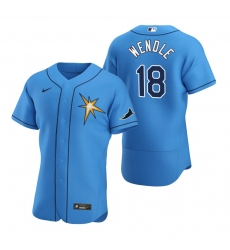 Men Tampa Bay Rays 18 Joey Wendle Men Nike Light Blue Alternate 2020 Flex Base Team MLB Jersey