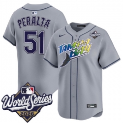 Men Tampa Bay Rays  51 Freddy Peralta Grey 2026 World Series Limited Stitched Baseball Jersey