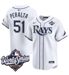 Men Tampa Bay Rays  51 Freddy Peralta White 2026 World Series Home Limited Stitched Baseball Jersey