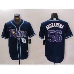 Men Tampa Bay Rays 56 Randy Arozarena Navy Cool Base Stitched Baseball Jersey 3