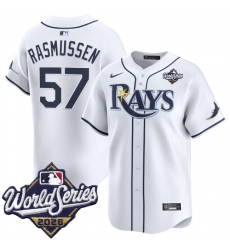 Men Tampa Bay Rays  57 Drew Rasmussen White 2026 World Series Home Limited Stitched Baseball Jersey
