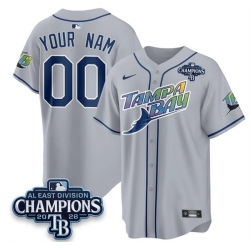 Men Tampa Bay Rays ACTIVE PLAYER Custom Gray 2026 AL East Champions Patch Limited Stitched Baseball Jersey