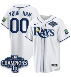 Men Tampa Bay Rays ACTIVE PLAYER Custom White 2026 AL East Champions Patch Limited Stitched Baseball Jersey