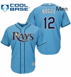 Mens Majestic Tampa Bay Rays 12 Wade Boggs Replica Light Blue Alternate 2 Cool Base MLB Jersey