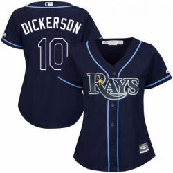 Womens Majestic Tampa Bay Rays 10 Corey Dickerson Replica Navy Blue Alternate Cool Base MLB Jersey