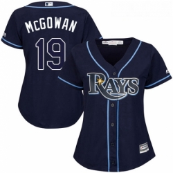 Womens Majestic Tampa Bay Rays 19 Dustin McGowan Authentic Navy Blue Alternate Cool Base MLB Jersey 