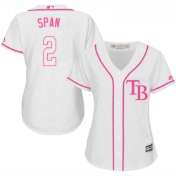 Womens Majestic Tampa Bay Rays 2 Denard Span Authentic White Fashion Cool Base MLB Jersey 