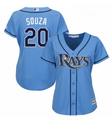 Womens Majestic Tampa Bay Rays 20 Steven Souza Replica Light Blue Alternate 2 Cool Base MLB Jersey