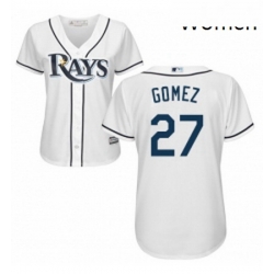 Womens Majestic Tampa Bay Rays 27 Carlos Gomez Authentic White Home Cool Base MLB Jersey 