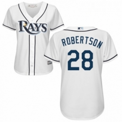 Womens Majestic Tampa Bay Rays 28 Daniel Robertson Replica White Home Cool Base MLB Jersey 