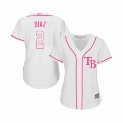 Womens Tampa Bay Rays 2 Yandy Diaz Replica White Fashion Cool Base Baseball Jersey 