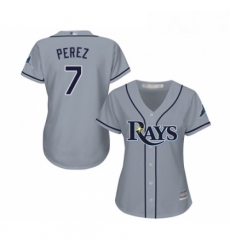 Womens Tampa Bay Rays 7 Michael Perez Replica Grey Road Cool Base Baseball Jersey 