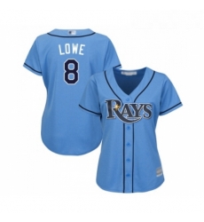 Womens Tampa Bay Rays 8 Brandon Lowe Replica Light Blue Alternate 2 Cool Base Baseball Jersey 