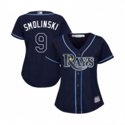 Womens Tampa Bay Rays 9 Jake Smolinski Replica Navy Blue Alternate Cool Base Baseball Jersey 