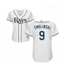 Womens Tampa Bay Rays 9 Jake Smolinski Replica White Home Cool Base Baseball Jersey 