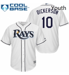 Youth Majestic Tampa Bay Rays 10 Corey Dickerson Replica White Home Cool Base MLB Jersey