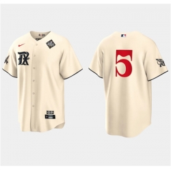 Men Texas Rangers 5 Corey Seager Cream 2023 World Series City Connect Stitched Baseball Jersey