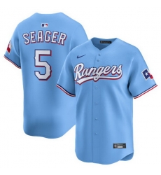 Men Texas Rangers  5 Corey Seager Light Blue Alternate Limited Stitched Baseball Jersey