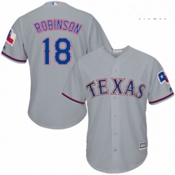 Mens Majestic Texas Rangers 18 Drew Robinson Replica Grey Road Cool Base MLB Jersey 