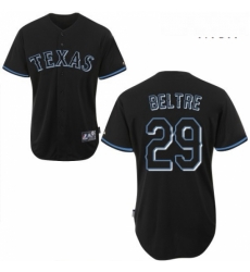 Mens Majestic Texas Rangers 29 Adrian Beltre Replica Black Fashion MLB Jersey