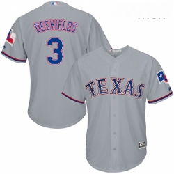 Mens Majestic Texas Rangers 3 Delino DeShields Replica Grey Road Cool Base MLB Jersey