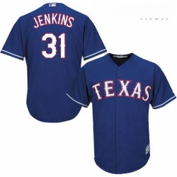 Mens Majestic Texas Rangers 31 Ferguson Jenkins Replica Royal Blue Alternate 2 Cool Base MLB Jersey