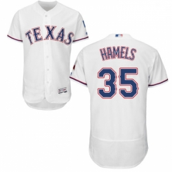 Mens Majestic Texas Rangers 35 Cole Hamels White Home Flex Base Authentic Collection MLB Jersey