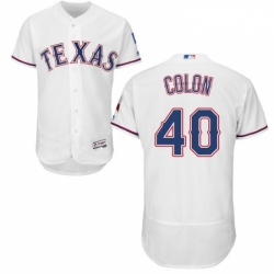 Mens Majestic Texas Rangers 40 Bartolo Colon White Home Flex Base Authentic Collection MLB Jersey