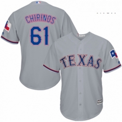 Mens Majestic Texas Rangers 61 Robinson Chirinos Replica Grey Road Cool Base MLB Jersey 