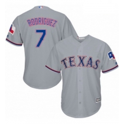 Mens Majestic Texas Rangers 7 Ivan Rodriguez Grey Flexbase Authentic Collection MLB Jersey