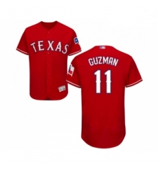 Mens Texas Rangers 11 Ronald Guzman Red Alternate Flex Base Authentic Collection Baseball Jersey