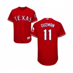 Mens Texas Rangers 11 Ronald Guzman Red Alternate Flex Base Authentic Collection Baseball Jersey